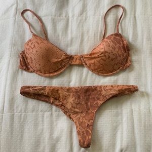 MAI Swimwear Set (S) Mai Deluxe Classic Top & Classic Bottom in Pink Snake Print